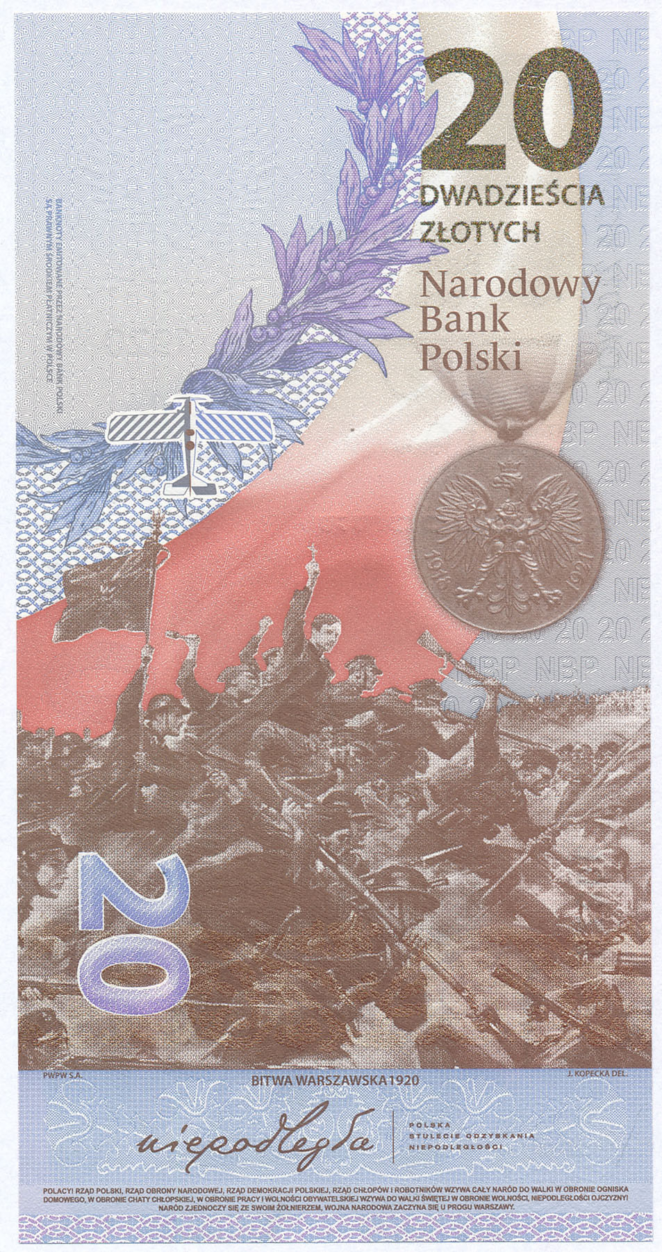 III RP. 20 złotych 2020 Bitwa Warszawska Piłsudski